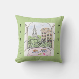 Almofada Whimsical Paris and Eiffel Tower