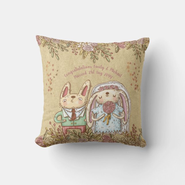 Almofada Whimsical Personalized Wedde Noiva Rustic (Frente)