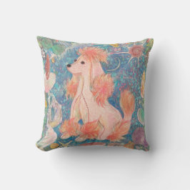 Almofada Whimsical Pink Poodle & Ocean Shells Cushion 