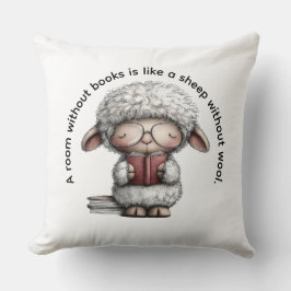 Almofada Whimsical Sheep Reading a Book