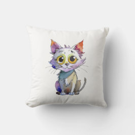 Almofada Whimsical Watercolor Cat