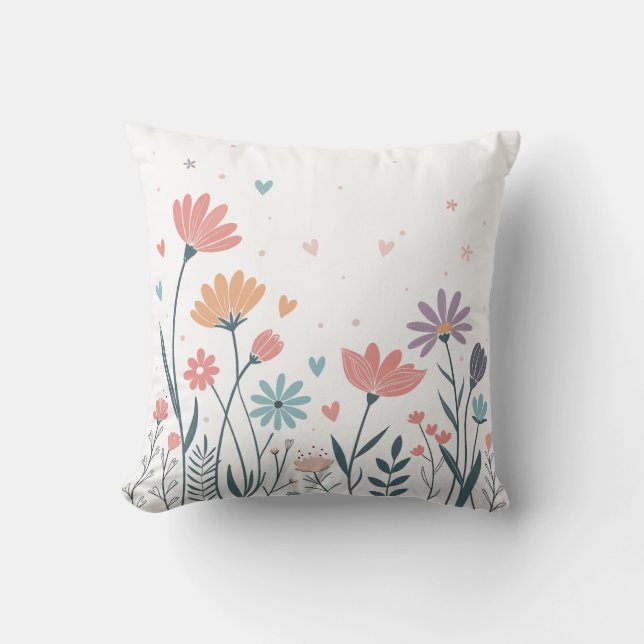 Almofada Whimsical Watercolor Floral (Frente)