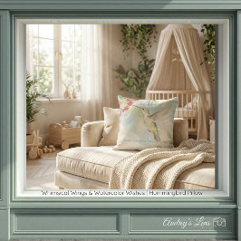 Almofada Whimsical Wings & Watercolor Wishes | Hummingbird 