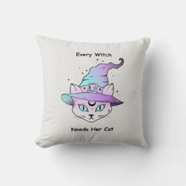 Almofada Whimsical Witch Cat