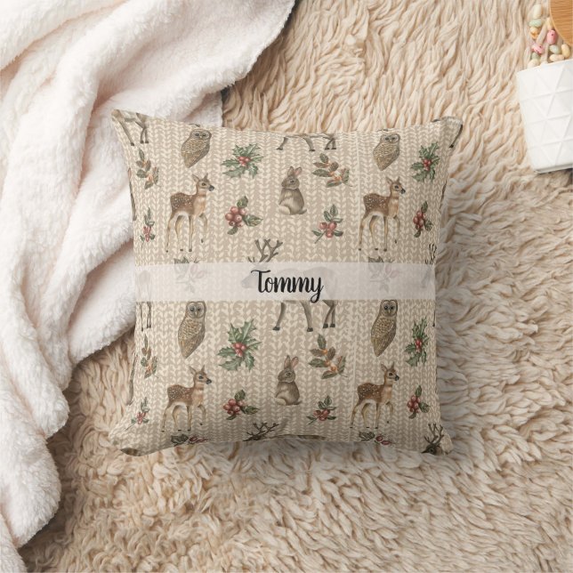 Almofada Whimsical Woodland Animals Custom Name  (Cobertor)