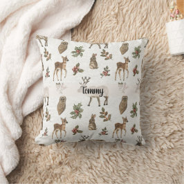 Almofada Whimsical Woodland Animals Custom Name 