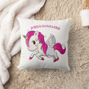Almofada Whimsicle Voando Unicorn Pegasus Rainbow Horn