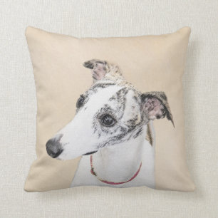 Almofada Whippet, inglês Whippet, pressão, branco, rajado