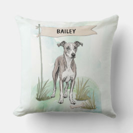Almofada Whippet Watercolor Personalized Dog