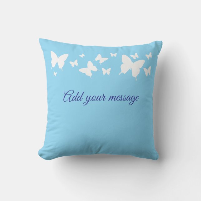 Almofada White and Blue Butterfly Personalised Cushion Gift (Frente)
