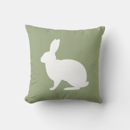 Almofada White Bunny Silhouette On Sage Green Easter