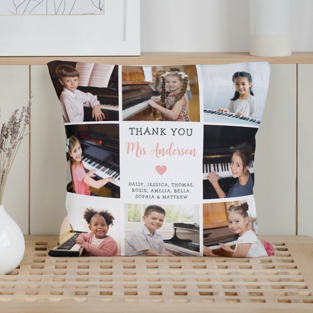 Almofada White Colagem de Fotos de Apreciação de Professore (Criador carregado)