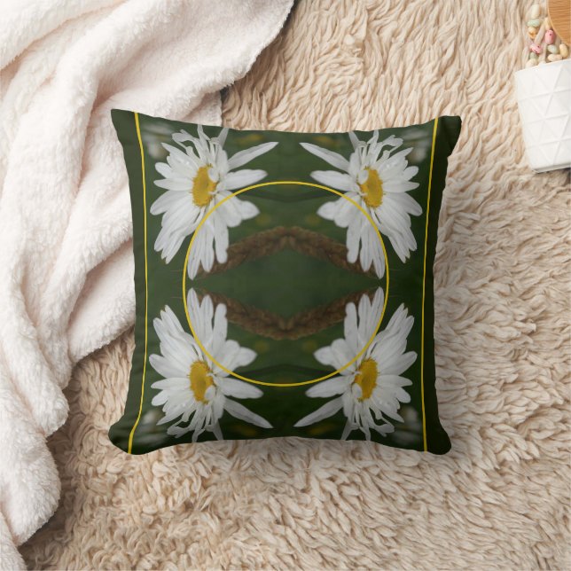 Almofada White Daisy Flower Frame Adicionar Sua Própria Fot (Cobertor)