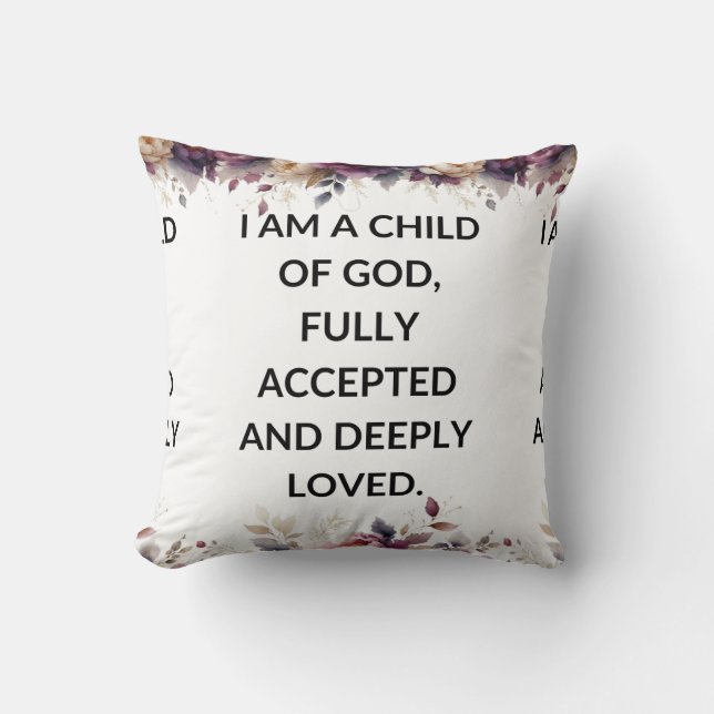 Almofada White floral pillow with a simple religious quote (Frente)