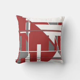 Almofada White Gray on Dark Red Sloping Geometric Abstract