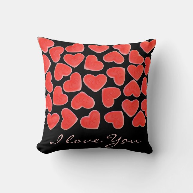 Almofada White Hearts Black 'I Love You' Square (Frente)