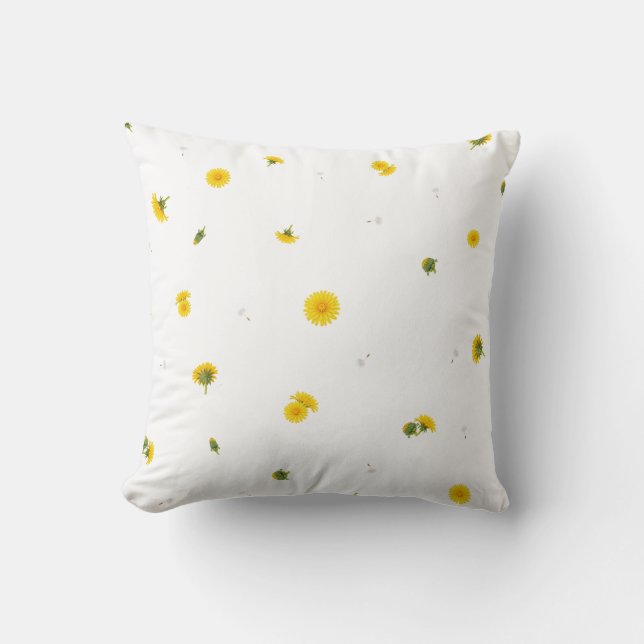 Almofada White Japanese Dandelion Floral Pattern (Frente)