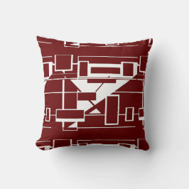 Almofada White on Burgundy Geometric Abstract Labyrinth