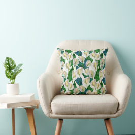 Almofada White Peace Lily Pattern
