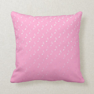 Almofada White Pink Musical Notes Metálicas Faux Foil Musi
