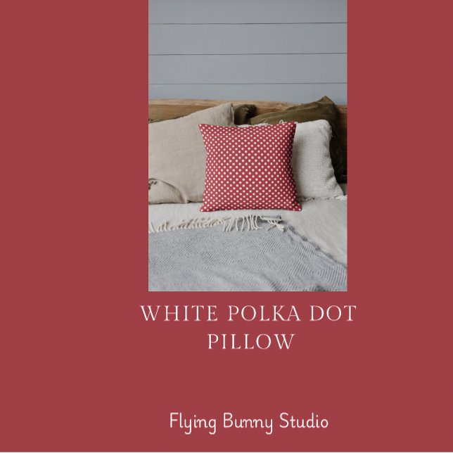 Almofada White Polka Dot On Red Throw Pillow (Criador carregado)