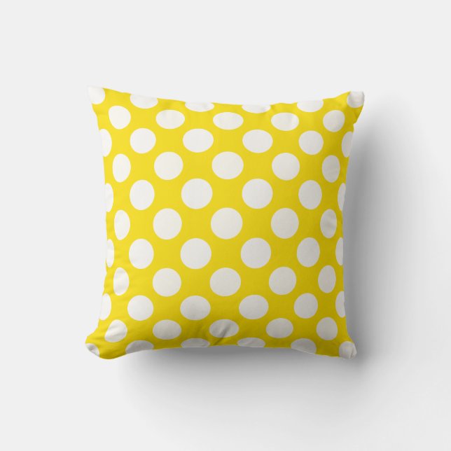 Almofada White Polka Dots on Yellow Throw Pillow (Frente)