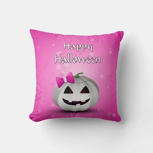 Almofada White Pumpkin Pink Girly Halloween (Frente)