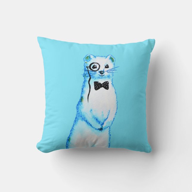 Almofada White Stoat Ermine Cute Ferret Arte (Frente)