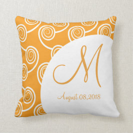 Almofada White Swirl Laranja Monograma Keepsael