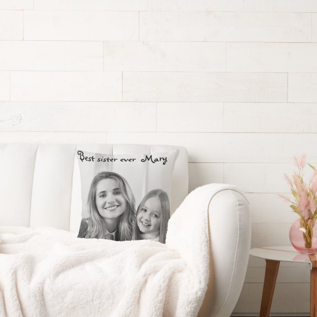 Almofada white unicorn best ever sister photo (Sofá)