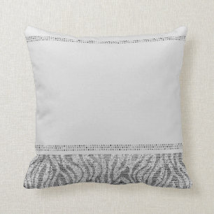 Almofada White Zebra Sparkle Sequins Glam Modern Chic