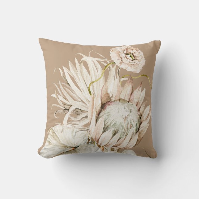 Almofada Wild Boho Protea Pampas Grass Beige Floral (Frente)