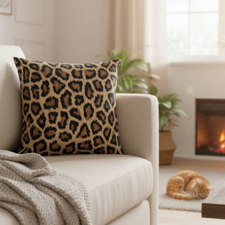 Almofada Wild Leopard Print Decorative Throw Pillow
