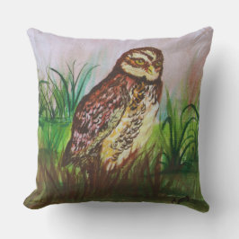 Almofada Wild Owl in nature watercolor art