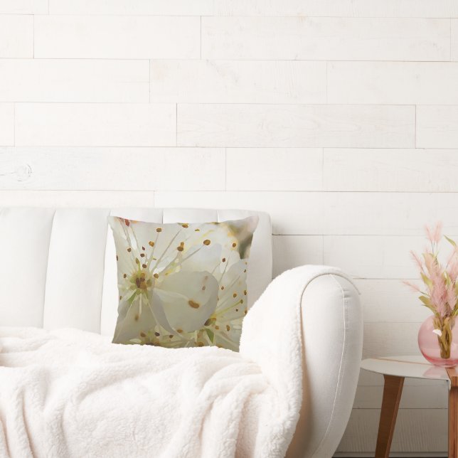 Almofada Wild Plum Blossoms Impressionista Arte e Seu Nome (Sofá)