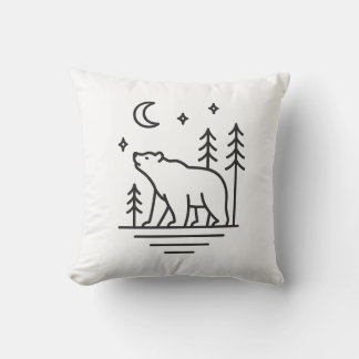 Almofada Wilderness Bear Under the Moon Decorative Pillow