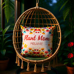 Almofada Wildflower Garden Plant Mom Throw Pillow<br><div class="desc">Brighten up any living space with this cheerful floral accent pillow. The design features a symmetrical border of vibrant sunflowers,  daisies,  and colorful wildflowers set against a clean white background. It makes a thoughtful and stylish gift for any gardening enthusiast or plant lover celebrating a special milestone.</div>