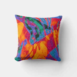 Almofada Wildly Colorful Abstact Art Pillow by PiCassieO