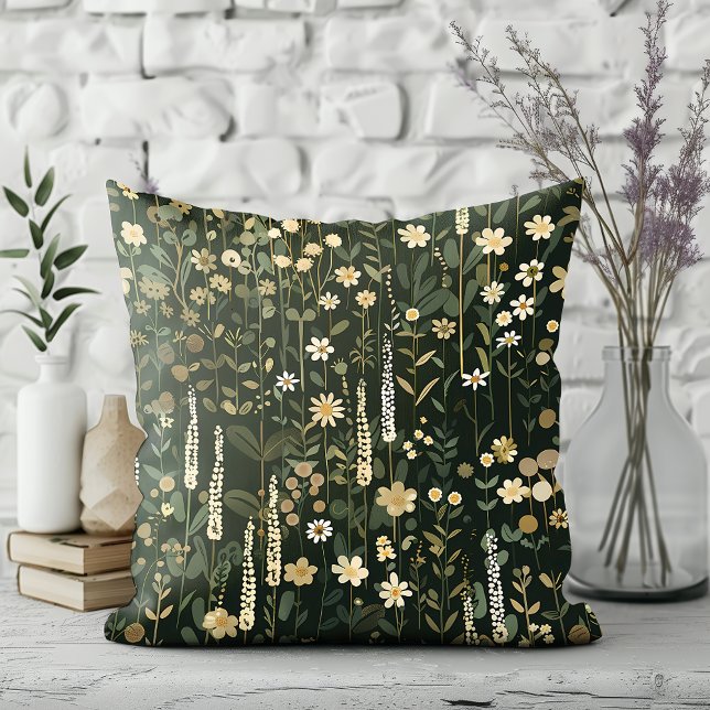 Almofada Wilhelmina Dark Daisy Floral (Criador carregado)