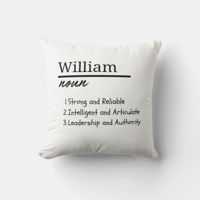 Almofada William, Boy Personalised Name Definition (Frente)
