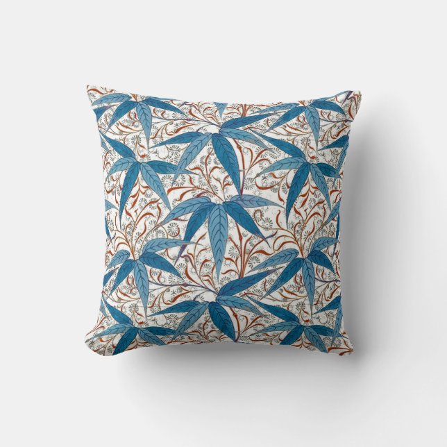 Almofada William Morris Bamboo Impressão, Denim Blue & Whit (Frente)