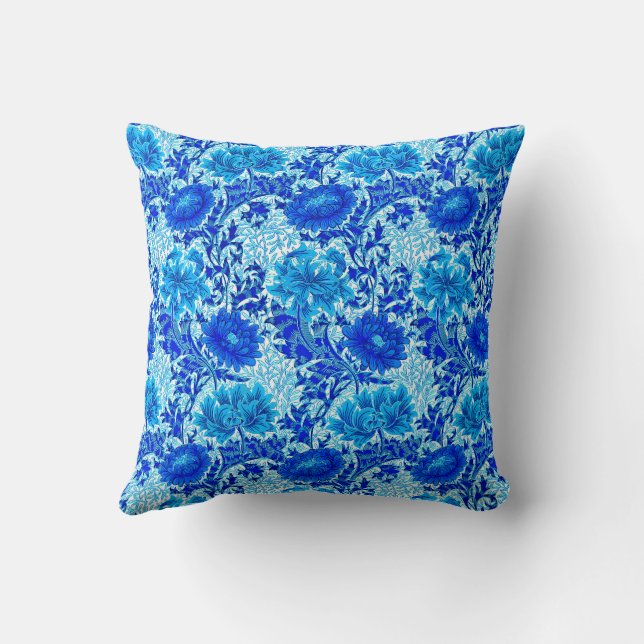 Almofada William Morris Chrysanthemums Shades de Denim Blue (Verso)