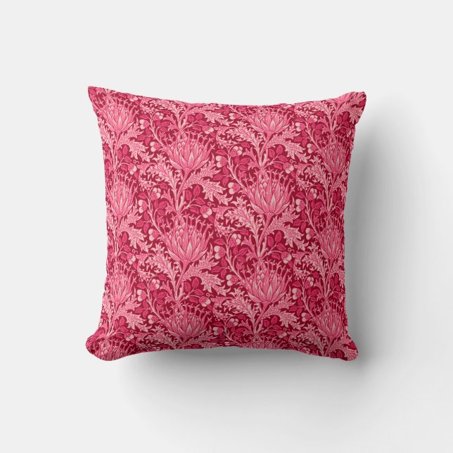 Almofada William Morris Damask, Fuchsia Pink (Frente)