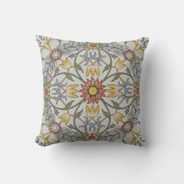 Almofada William Morris Floral Circle Flower Illustration (Frente)