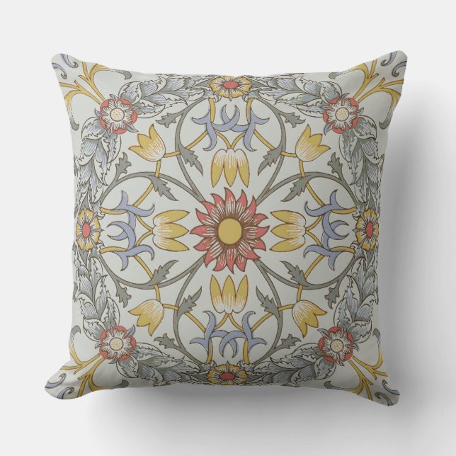Almofada William Morris Floral Circle Flower Illustration (Frente)