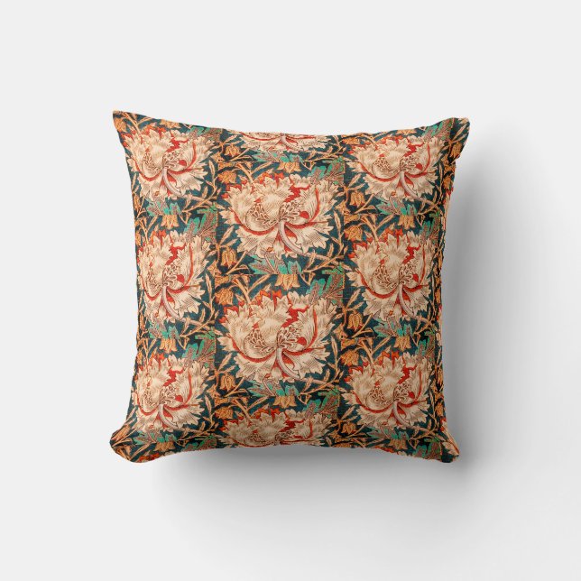 ALMOFADA WILLIAM MORRIS GARDEN TAN POPPY FLORGRIA SANGRIA (Frente)