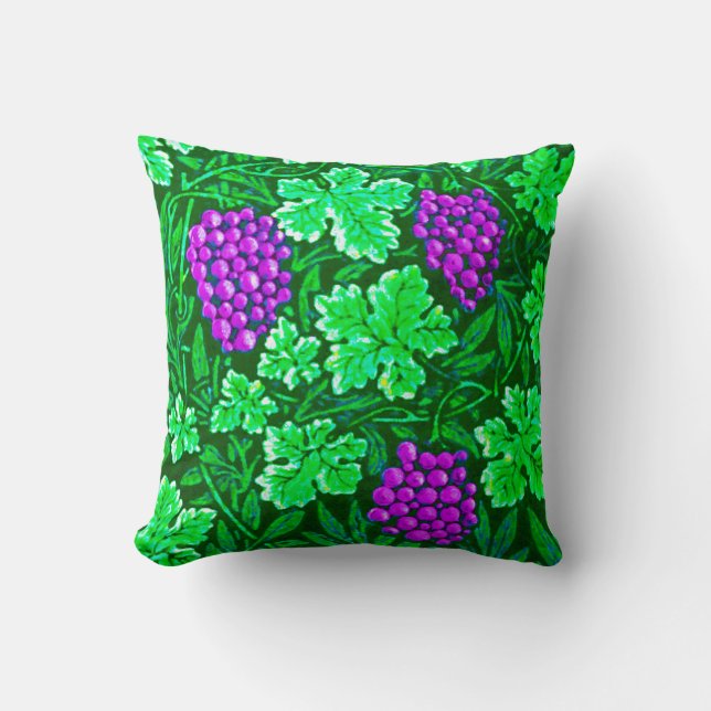Almofada William Morris Grapevine, Purple e Green (Frente)