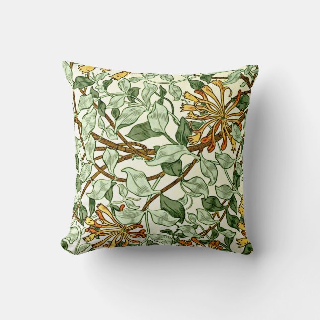 Almofada William Morris - Honeysuckle Green e Dourado  (Frente)