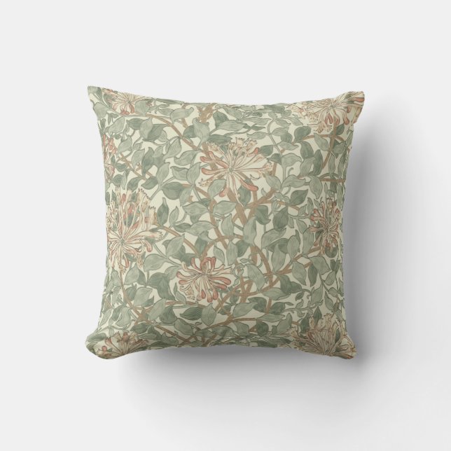 Almofada William Morris Honeysuckle Green Floral (Frente)