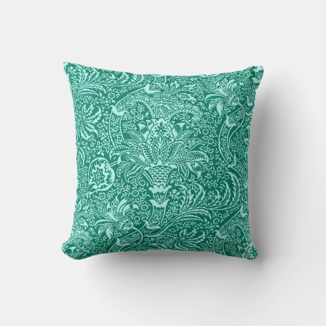 Almofada William Morris Indian, Turquoise e Light Aqua (Frente)